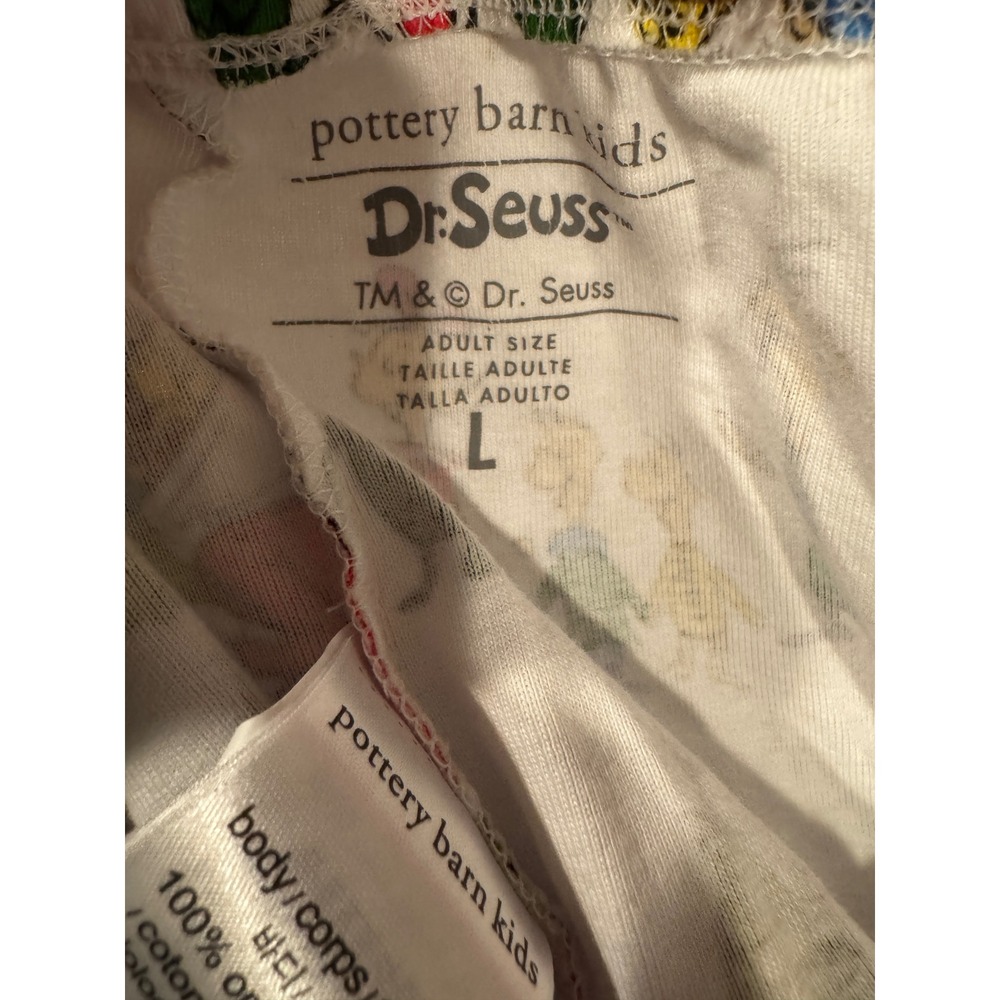 Pottery Barn Kids Dr Seuss The Grinch Christmas Pajamas Adult Large 2pc - Picture 4 of 7